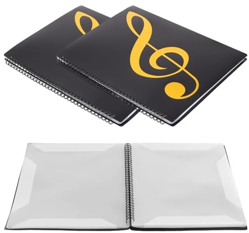 CHUENKUK 3 Stück A4 Notenmappe, 20 Taschen/40 Seiten Notenordner Schwarz, Chormappe Ringbuch Musikordner Präsentationsmappe Kunststoff für Notenblätter, Musiker