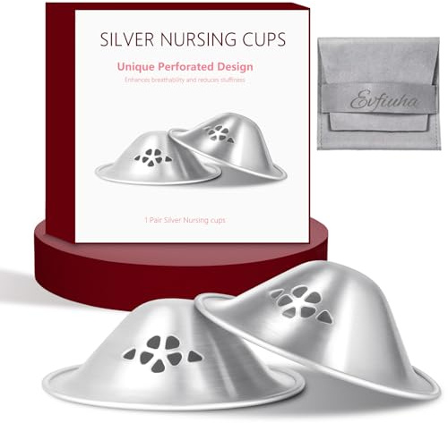 Silver Nursing Cups,Original Perforated Breathable Design,Silverette Nursing Cups,Silver Nipple Covers Breastfeeding,Nipple Shields for Breastfeeding Newborn-2025NEW (Regular)