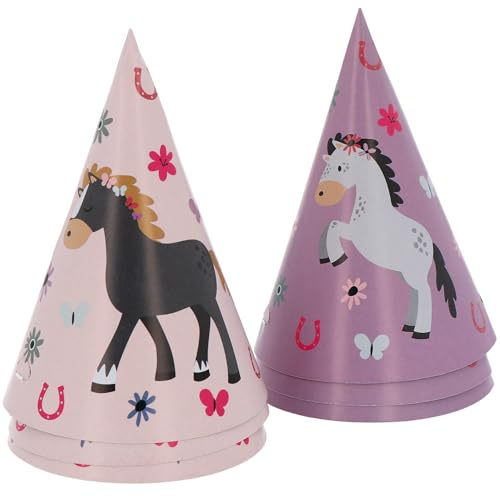 Folat 27514 Pferd Geburtstag Deko Rosa - Partyhüte - Happy Horse - 6 Stück - Pferdparty Dekoration