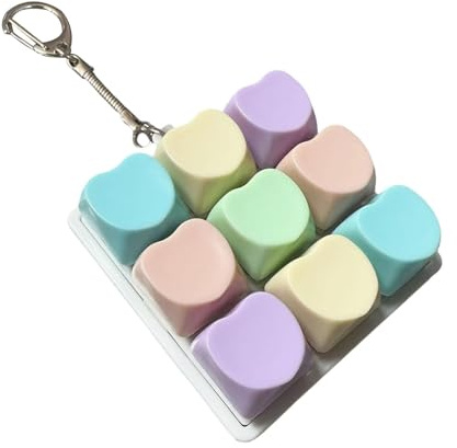 TTETTZ Zappelspielzeug Als Tragbares Spielzeug EIN Anti Stress Würfel Und Tastenknopf Klicker mit Schlüsselring Und 9 Tasten für Sensorisc, Macaron-Herz