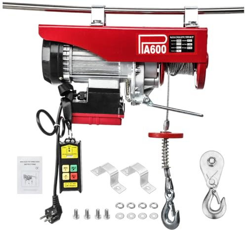 Elektrische Seilwinde 300kg bis 600kg Hubhöhe 12m Seilzug Motorwinde Flaschenzug 10m/min Hubgeschwindigkeit Dual-Modus(Einfach- und Doppelseile）Hebezug mit kabelloser Fernbedienung Seilhebezug Ketten