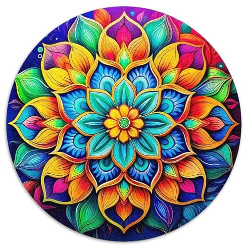 Mandala-Blume 1000 Teile Puzzle Erwachsene Und Kinder Plant Runden Puzzle Kinder Spielzeug Home Decor Uniqu Gift 1000pcs (67.5x67.5cm)