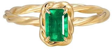 Wycian Engagement Ring Emerald Gold Ringe Frauen 18K 4 Krappen Rechteck mit 0,32 CT Smaragd Größe 54 (17.2) Massiv, Nicht Plattiert Aktualisierung 3.0 für Schwester Abschluss Schmuck