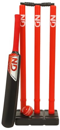 22YardsPro Cricket Set, Plastic Cricket Bat, 3 Cricket Stumps with Base & Cricket Ball | Lightweight Durable Cricket Kit for Indoor & Outdoor Garden Games