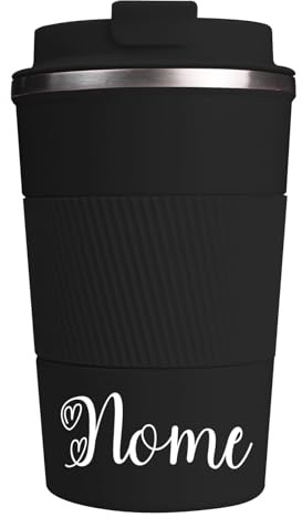 loongway Tazza Termica Personalizzata 380ml Bicchiere Termico Acciaio Inossidabile Tazza Termica Caffe con Coperchio a Prova di Perdite Adatto per Caffè e Bevande Ufficio all'aperto