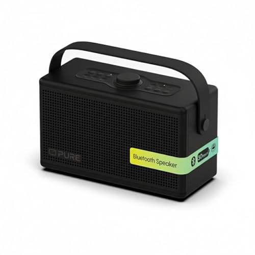 Pure Classic Aura Bluetooth-Lautsprecher 40 Watt, 30h Akku, Licht, USB-C, AUX, IPX2, 2-Wege-Stereo, EQ-Modi, Bluetooth 5.3 – Schwarz