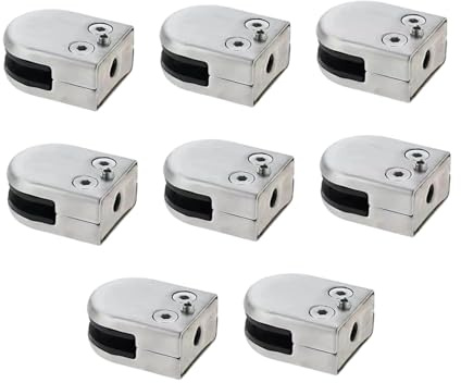 Baoblaze 8 Stück Glasklemmen, einfache Montage, Edelstahl 304, Ersatzteile für Geländer, Treppengeländer, Handläufe, Badezimmer, Gebogen