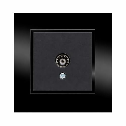 ILUMINASHOP ® Mecanismo pared Empotrable con Marco, 100-250V AC, Mecanismo Eléctrico 85x85mm, Fácil Instalación, Fácil de Limpiar (Módulo Toma Intermedia Tv, Negro Cristal)