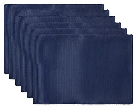 DII Basic Everyday Tischset aus 100% Baumwolle, gerippt, 33 x 48 cm, maritimblau, 6 Stück