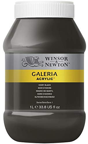 Winsor & Newton 2154331 Galeria Acrylfarbe, hohe Pigmentierung, lichtecht, buttrige Konsistenz, 1000 ml Topf - Elfenbeinschwarz