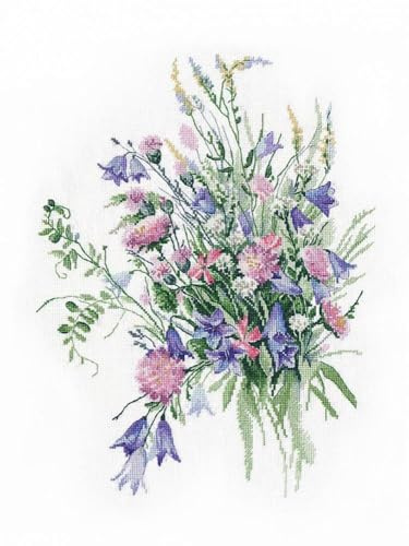 Desconocido Counted Cross Stitch Kit Summer Bouquet, 27 x 36 cm, DIY