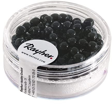 RAYHER - Renaissance Glaswachsperlen, 4 mm ø, Dose 85 Stück, schwarz