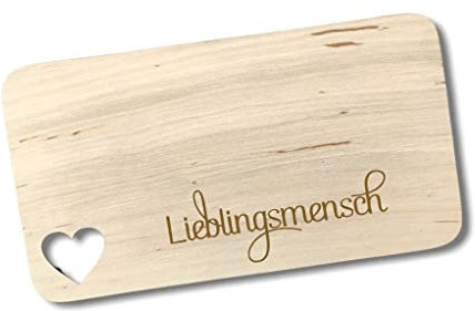 HC-Lasergravur Frühstücks Brettchen Lieblingsmensch mit Spruch Holzbrettchen mit Motiv Herz Brotbrett auch mit Name Brettchen auch für Kinder mit Name ebenso Hochzeit oder Geburtstagsgeschenk