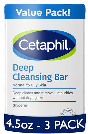 Cetaphil Deep Cleansing Face & Body Bar for All Skin Types (Pack of 3)