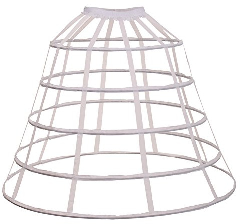 GRACEART Victorian Dress Pannier Hoop Skirt Bustle Cage Skirt (White-5 hoops bell)