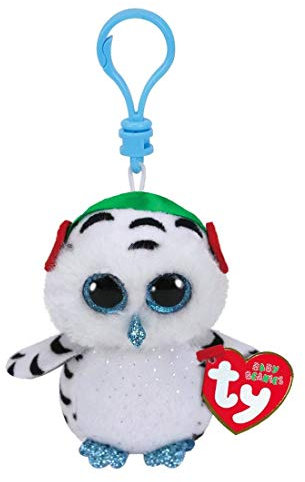 TY Beanie Boos Nester Schlüsselanhänger Weihnachten weiße Eule Weihnachtsedition 8,5cm