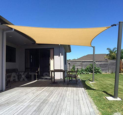 AXT SHADE Toldo Vela de Sombra Rectangular 3x4m Protección Rayos UV y HDPE Transpirable para Exterior Terraza Patio Jardín-Arena