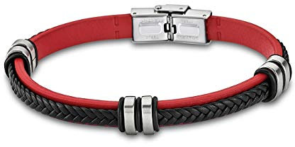 LOTUS STYLE Leder Armband LS1829-2/3 Damen/Herren schwarz rot D2JLS1829-2-3 EIN schönes Geschenk zu Weihnachten, Geburtstag, Valentinstag für die Frau, für den Mann