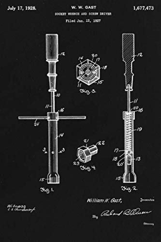 Journal: Socket wrench and screwdriver Patent Ruled Diary for Writing and Notes (6 x 9) 120 Pages, Soft Cover