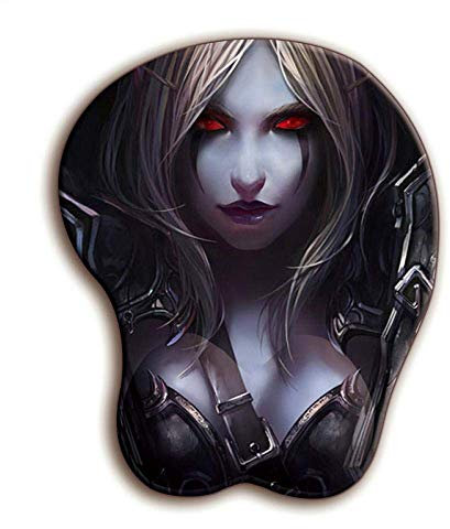 Ergonomisches 3D-Mauspad, sexy Anima-Mausmatte mit Gel-Handballenauflage mit rutschfester Gummibasis für Computer/Laptop/Gaming/Heim- / Büroarbeit Schmerzlinderung, Horror World
