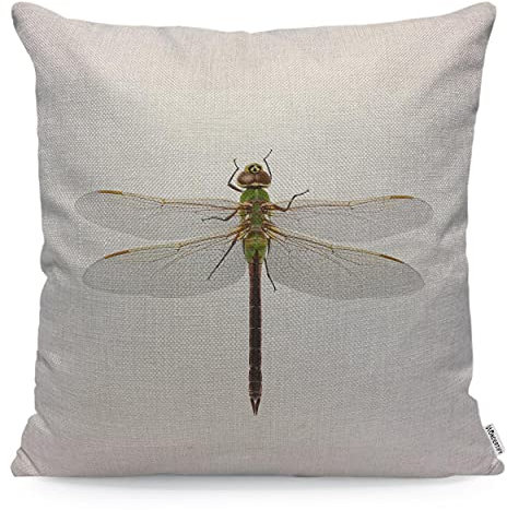 Wondertify Kissenbezug mit Libellen-Motiv Darner Libelle, dekorativer Wurfkissenbezug, Sofakissenbezug, Grün, 45 x 45 cm