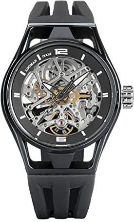 Automatische Herrenuhr Skeleton Montecristo Schwarz Locman, Armband