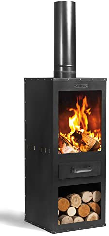 gartendekoparadies.de Gartenofen „ROSA“ Ofen Kamin Holzkamin Gartendeko aus Stahl