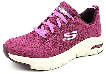 Skechers Damen Arch Fit Keep It Up Sneaker, Grau, rot, 37 EU