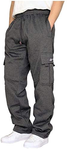Ni_ka Pantalon Multi Poches Homme Taille Elastique Survetement Training Pantalons De Jogging Ample à Lien De Resserrage Sweat Pants Jogger Noir Rouge Taille M à 5XL, Ni_kapants44578, Gris Foncé