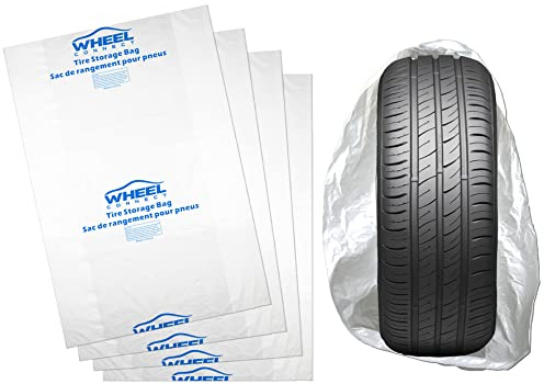 WHEEL CONNECT Tire Storage Bags. Made of Polyethylene LDPE Plastic, Extra-Large 44”X48”H, White, Pack of 4pcs. X-Large.
