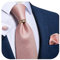 DiBanGu Cravates en soie pour homme et bague de cravate dorée tissée carrée avec boîte cadeau cachemire rayée solide cravate formelle mariage, Rose uni., taille unique