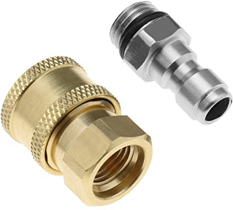 OTOTEC Set of 2 Pressure Washer Adapter 1/4 Inch Quick Connector to M14 Thread Fittings Brass Coupling Quick Disconnect Kit for Spray Lance Hose Pump