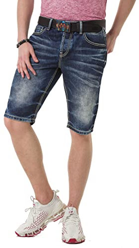 Cipo & Baxx Herren Jeans-Shorts Kurze Hose Denim Freizeithose CK251 Blau W33