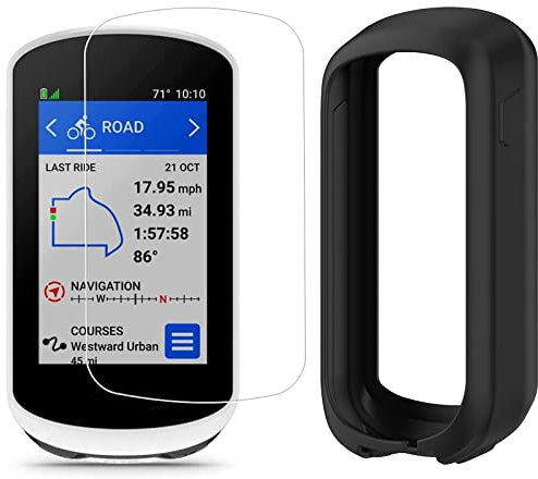 Blueshaweu Schutzhülle mit 2 pcs TPU folie kompatibel für Garmin Edge Explore 2, Soft Silikon Hülle Shell Sleeve Shockproof Tasche für Garmin Edge Explore 2 (case+2 film)