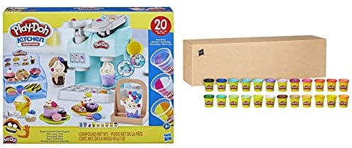 Play-Doh, Kitchen Creations, La Caffetteria Super Colorata, playset con 20 Accessori e 8 vasetti di Pasta modellabile & Hasbro Play-Doh 20383, Pasta da Modellare, 24 vasetti