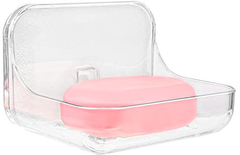 Linkidea Wandmontierte Seifenschale, Duschseifenabtropfungsbox, spezieller Seifenständer für Sanitärwaren, platzsparend, stanzfreier Seifenhalter für Badezimmer, Waschtisch (transparent)