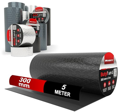 Butylband Dachreparatur 30cm x 5M Kamin Wand Dach Balkon Anschlussband Abdichtung Bitumen Aluband Aluminium Klebeband Reparaturband Dichtband SCHWARZ