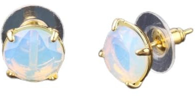 LODMLOER Naturstein-Ohrstecker Für Damen – Runde Rosa Kristallquarz-Edelsteinperlen, Goldfarben, Einfacher Ohrring Für Frauen Und Mädchen, Charm-Opal-Ohrstecker, Schmuck, Opal
