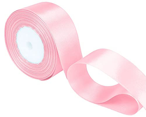 Trimming Shop Nastro di raso rosa cipria da 25 mm per confezioni regalo, rotolo di nastro biadesivo in poliestere da 25 m, per realizzare bouquet, torte, accessori per capelli fai da te, cucito