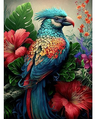 DAERLE Diamond Painting Papagei, Diamant Painting Bilder Vogel, Tier Diamond Painting Erwachsene Wohnzimmer Schlafzimmer Büro und Eingang Dekoration 30x40cm