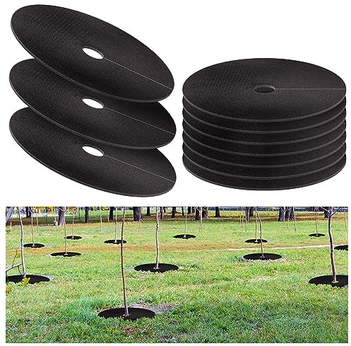 50,47 cm Vlies-Baum-Mulchring (10 Stück), wiederverwendbare Baum-Unkraut-Barrierematte, abbaubarer Baummulch zur Hemmung von Unkrautwachstum und Landschafts-Unkrautbekämpfung, Pflanzenwurzelschutz