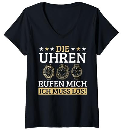 Uhrmacher die Uhren rufen watchmaker T-Shirt mit V-Ausschnitt