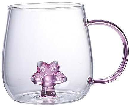 Animal Coffee Cup Cute Cat Paw Inside,380ML Clear Glass Coffee Cup with Handle,Novelty Animal Cups,Heat Resistant Cute Mugs Tea Cup Milk Cup Best for