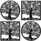 Beeveer 4 Pcs Life Tree Cast Iron Trivet Vintage Round and Square Metal Trivet Decorative Black Trivet Tree with Rubber Feet Caps and Ring Hanger for Pots Pans Hot Dishes Kitchen Countertop Dining