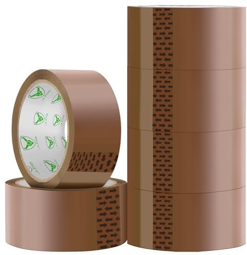 iSOUL Parcel Tape, 6 Rolls Packing Tape - Low Noise, Strong Heavy Duty Brown Tape, 48mm x 66m; Ideal For Packaging Moving Boxes