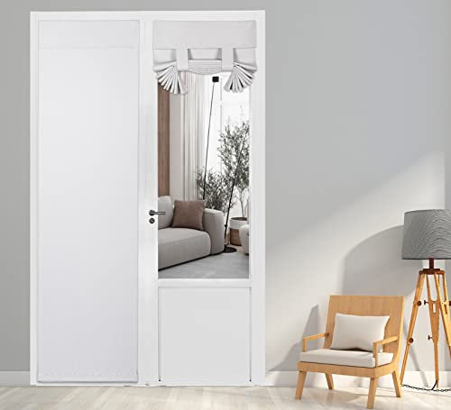 PI French Door Blackout Curtain 2 Panels - Thermal Insulated Privacy Screen for Glass/Sliding Door - Roman Blind (W 26 x L 80, 2 Pieces, White)