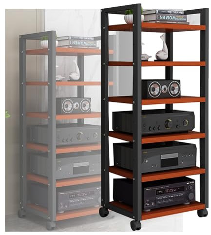 AV-Medienständer, Eckregal, 6-lagig, Unterhaltungs-Stereo-Komponenten-Aufbewahrungsregal, Stereo-Audio-Rack-Ständerturm Mit Höhenverstellbarem Holzständer ( Color : Style 3 , Size : 60x40x120cm )