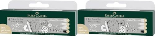 Faber-Castell 167151 - Tuschestift Pitt Artist Pen Black and White, 4er Set (Packung mit 2)