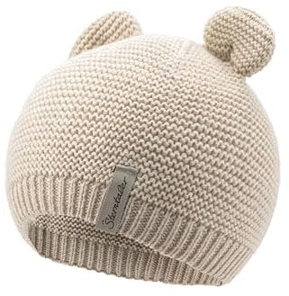 Sterntaler GOTS Strickmütze Ohren - Erstlingsmütze aus Baumwolle (Bio) - anschmiegsame Unisex Beanie Mütze mit 3D Öhrchen - Baby und Kinder Übergangsmütze, Sand, Größe 39