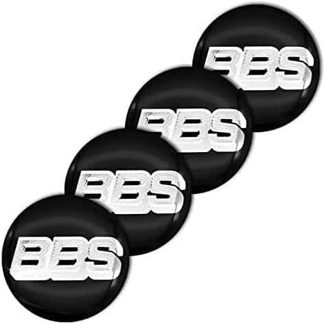 Hicsticayt 4 Stück Nabenkappen, kompatibel mit BBS 3D-Logo, Abdeckung, Emblem, Radkappe, Dekoration, Aufkleber, Radkappen, Kappen, Zubehör, Schwarz